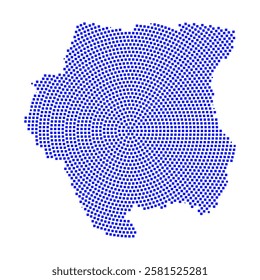 Abstract graphic Suriname map from pixel blue on a white background. Vector illustration.