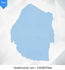Abstract graphic Swaziland map from point blue on a white background. Vector illustration.