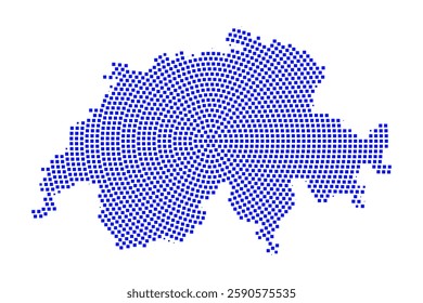 Abstract graphic Switzerland map from pixel blue on a white background. Vector illustration.