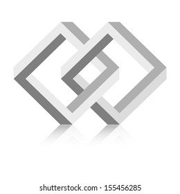 The abstract graphic symbol made out of two squares / Mysterious square connection / The graphic symbol