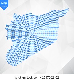 Abstract graphic Syria map from point blue on a white background. Vector illustration.