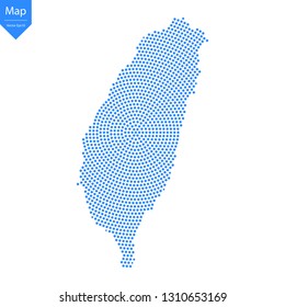Abstract graphic Taiwan map from point blue on a white background. Vector illustration.