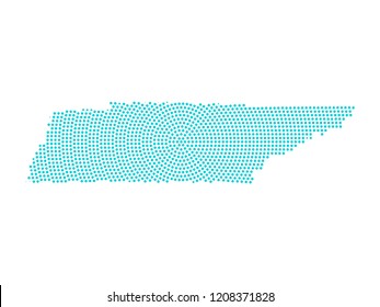 Abstract graphic Tennessee map of blue round dots. Vector illustration eps10. 