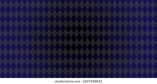 Um gráfico abstrato com um padrão de arlequim tesselado. As formas são índigo escuro com uma aparência macia e em camadas e uma vinheta central escura.