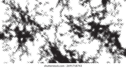 Textura gráfica Abstractas con Pequeños puntos negros sobre blanco, creando un efecto de semitono afligido y granulado.