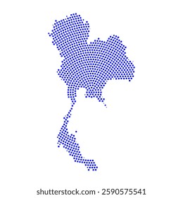 Abstract graphic Thailand map from pixel blue on a white background. Vector illustration.