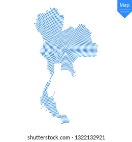 Abstract graphic Thailand map from point blue on a white background. Vector illustration.