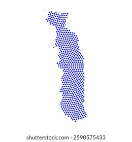 Abstract graphic Togo map from pixel blue on a white background. Vector illustration.