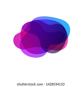 Abstract graphic transparent elements. Purple, blue, violet and pink colors. Dynamical forms, lines, flowing shapes on white background. Vector template for logo, presentation, flyer design