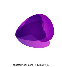 Abstract graphic transparent elements. Purple and violet dark colors. Dynamical forms, lines, flowing shapes on white background. Vector template for logo, presentation, flyer design