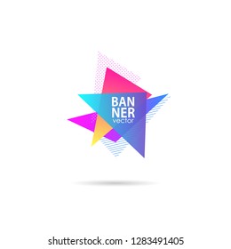 Abstract graphic triangle shape. Template banners, postcards, posters. Colorful geometric polygonal figure isolated. Trendy modern design backgrounds. 