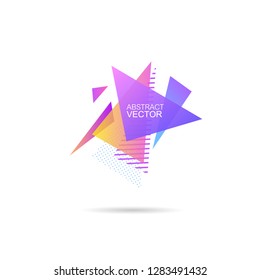 Abstract graphic triangle shape. Template banners, postcards, posters. Colorful geometric polygonal figure isolated. Trendy modern design backgrounds. 