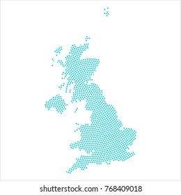 Abstract graphic United Kingdom map of blue round dots. Vector illustration eps10.