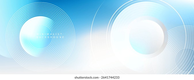 Abstract graphic using blue and white tones, blended harmoniously with overlapping lines and circles, suitable for use as a background for technology, innovation.
