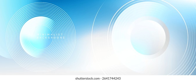 An abstract graphic using a blue and white color scheme, harmoniously combined with simple and neat overlapping lines and circles. This style gives off a clean, fresh and modern feel.