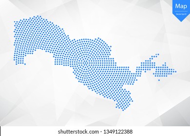 Abstract graphic Uzbekistan map from point blue on a white background. Vector illustration.