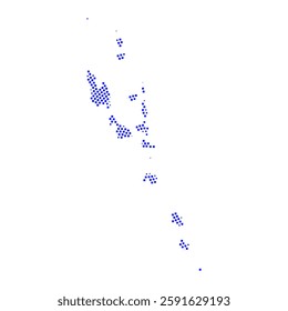 Abstract graphic Vanuatu map from pixel blue on a white background. Vector illustration.