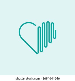 Abstract graphic vector illustration of a heart with sound wave elements