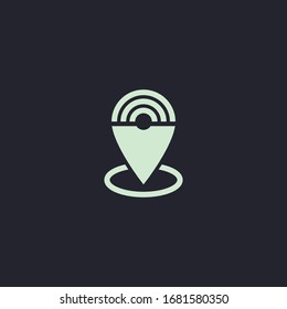 Abstract graphic vector illustration of location icon and signal icon