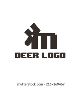 Abstract graphic vector illustration M letter logo design, deer image, template, symbol, icon