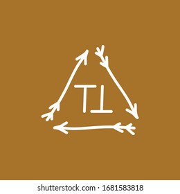 abstract graphic vector illustration of two letters T surrounded by three arrows