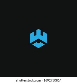 Abstract graphic vector illustration of two letters C and W