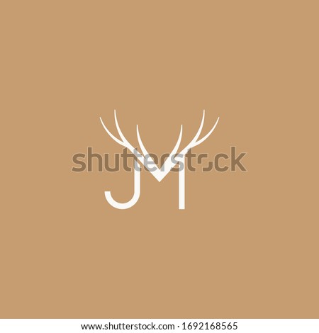 Abstract graphic vector illustration of two letters J and M with a pattern in the form of deer horns Foto stock © 