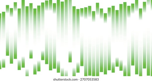Abstract graphic with vertical green bars fading into a white background, suggesting data visualization or sound waves.