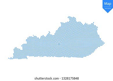 Abstract graphic Virginia map from point blue on a white background. Vector illustration.