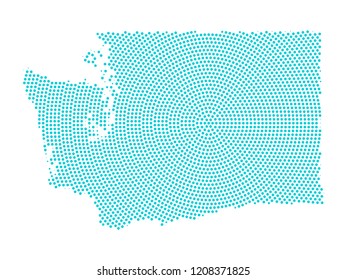 Abstract graphic Washington map of blue round dots. Vector illustration eps10. 