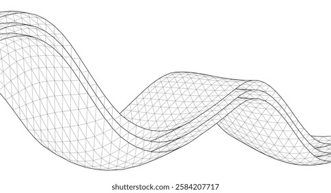 abstract graphic wavy surface 3d illustration