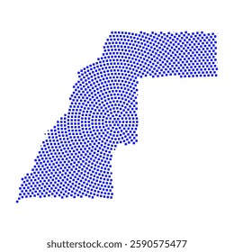 Abstract graphic Western Sahara map from pixel blue on a white background. Vector illustration.