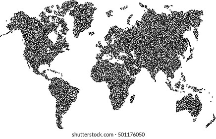 abstract graphic world map of black round dots. vector illustration