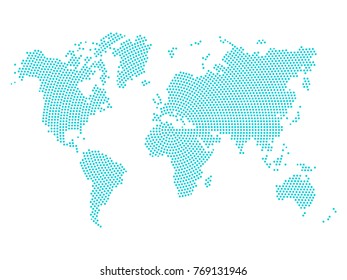 Abstract graphic World map of blue round dots. Vector illustration Eps 10.