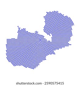 Abstract graphic Zambia map from pixel blue on a white background. Vector illustration.