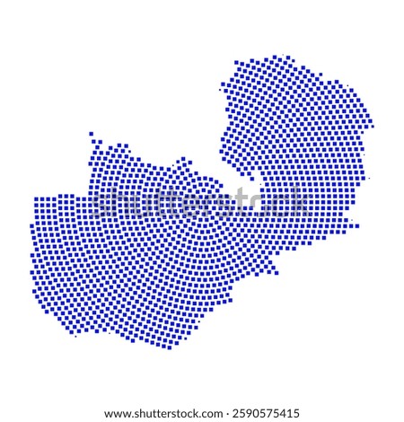 Abstract graphic Zambia map from pixel blue on a white background. Vector illustration.