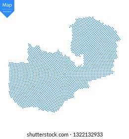 Abstract graphic Zambia map from point blue on a white background. Vector illustration.