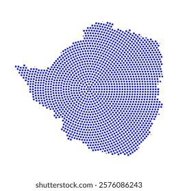 Abstract graphic Zimbabwe map from pixel blue on a white background. Vector illustration.