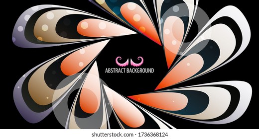 Abstract graphics background template composed from fly wings like shapes in nice retro coloros