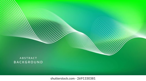 Abstrakte Grafiken in hellen Grüntönen, fließende wellenförmige Linien und eine moderne Atmosphäre. Abstrakte Grafiken, die Kreativität, Mobilität und grüne Energie vermitteln.