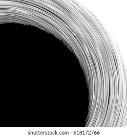Abstract graphics with circular spiral distortion. Pattern of rotating radial lines. Grungy swirl shape