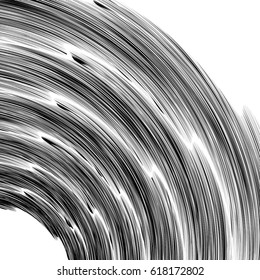 Abstract graphics with circular spiral distortion. Pattern of rotating radial lines. Grungy swirl shape