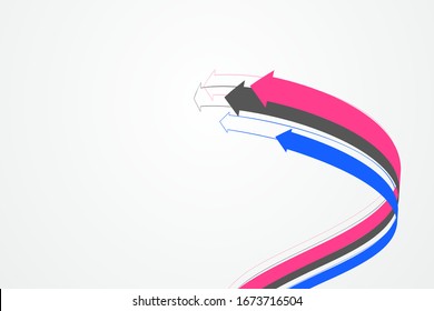 Abstract graphics composed of staggered arrows symbolize the meaning of cooperation and development.