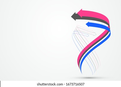 Abstract graphics composed of staggered arrows symbolize the meaning of cooperation and development.