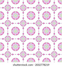 Abstract graphics seamless with rainbow colored overlapping in pink circle Chinese style  pattern on a white background. Vector flat design creative for fabric, wrapping, textile, wallpaper, apparel