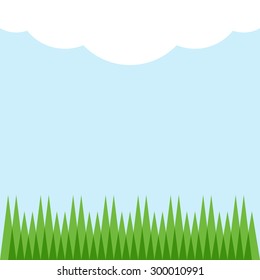 Abstract grass cloud and have space for insert text on blue background, vector illustration