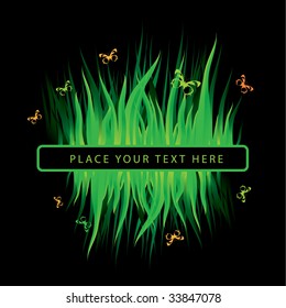 abstract grass frame on black background