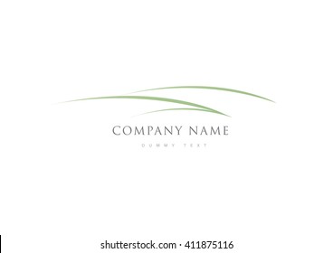 Abstract grass nature logo, green element icon, illustration, swoosh stylise, organic