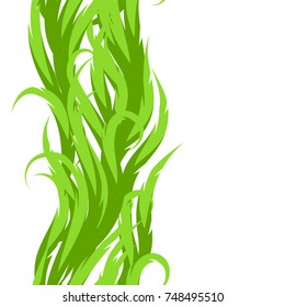 Abstract grass seamless pattern. Decorative swirly ornament with green waves.