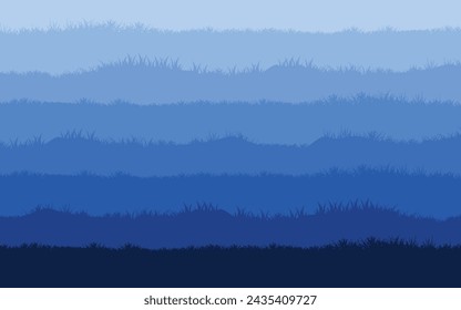 Abstract grassland blue background Illustration grass texture mountain curve line vector design for cover poster banner gift card book cover wallpaper web background